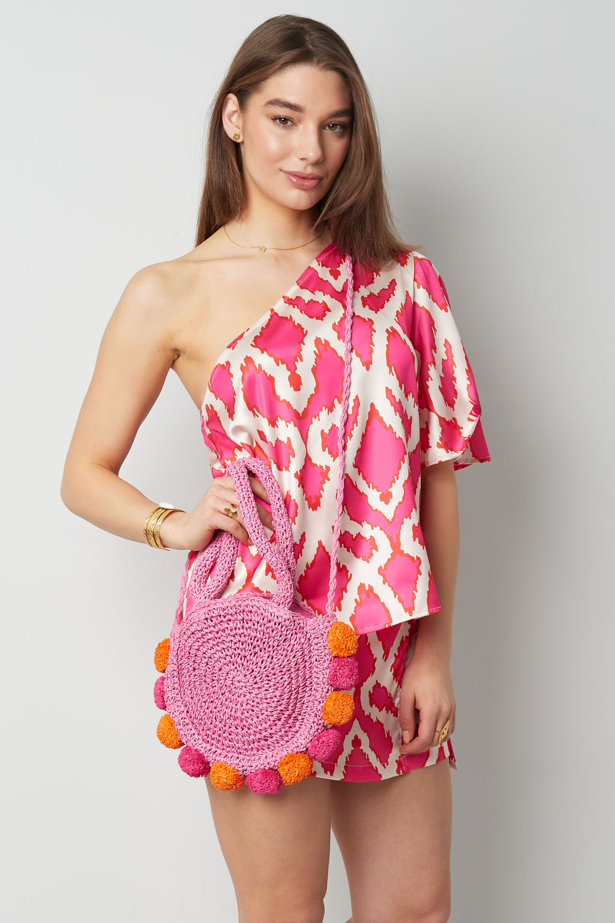 Pom pom beach bag - roze h5 Afbeelding4